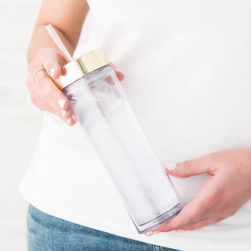 Straight Tumbler w/Straw